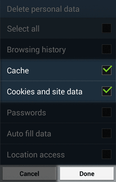 android browser cache clear