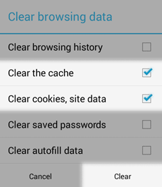 android chrome cache clear
